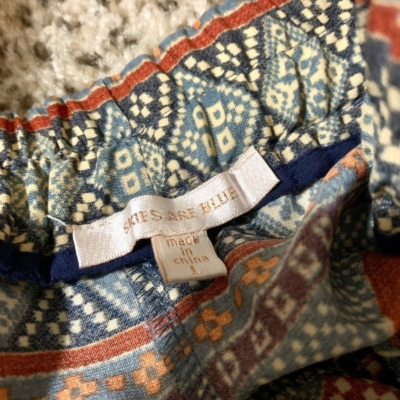 SKIES ARE BLUE Filigree Palazzo boho Pants size L - Picture 6 of 8